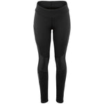 A pair of women's black tights designed for cycling, featuring a high waist and thigh pockets.