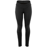 A pair of women's black tights designed for cycling, featuring a high waist and thigh pockets.