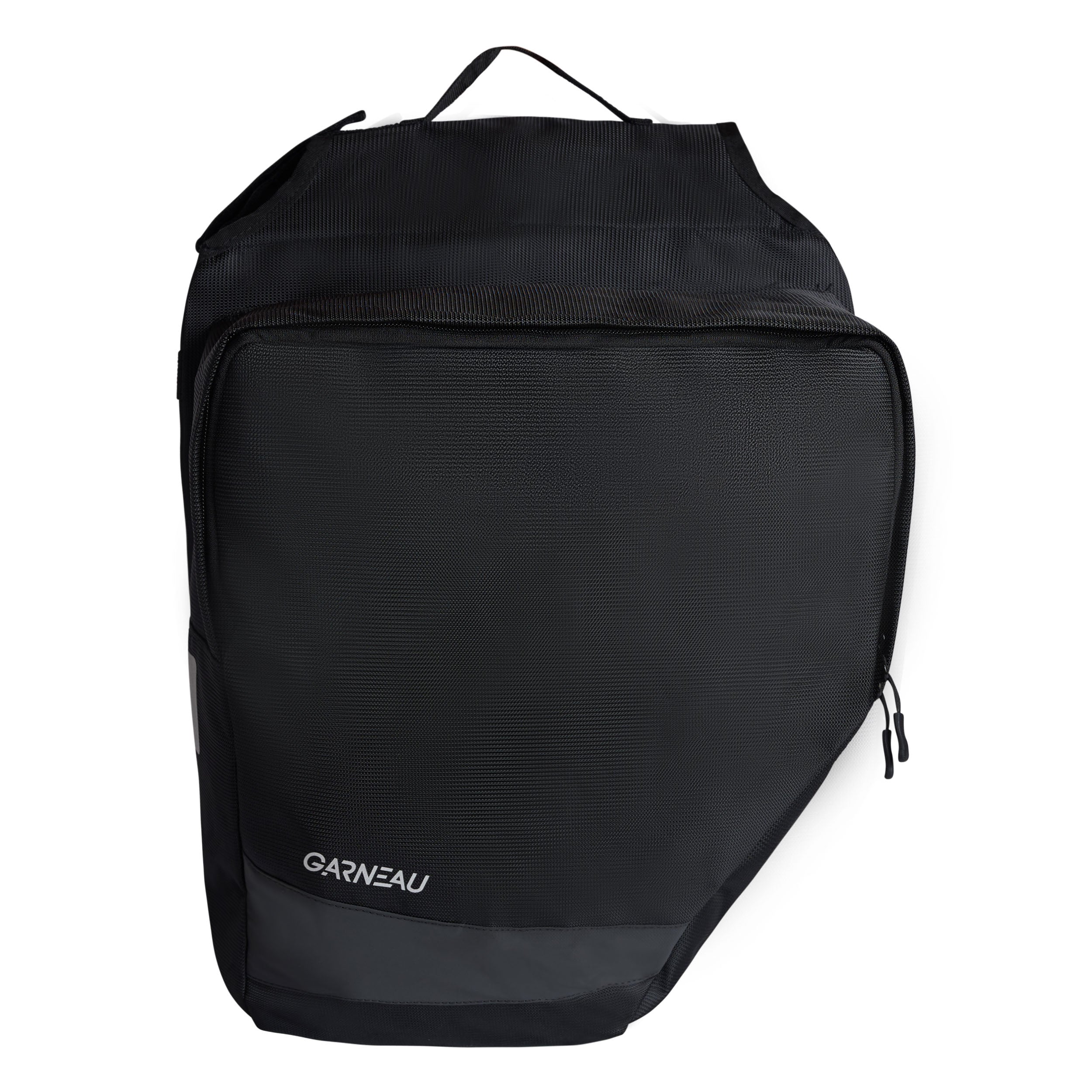 Black backpack with Garneau logo on a white background