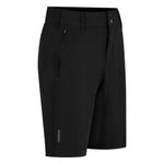 Black shorts with a brand logo on a white background