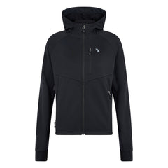 Black jacket with a brand logo on a white background