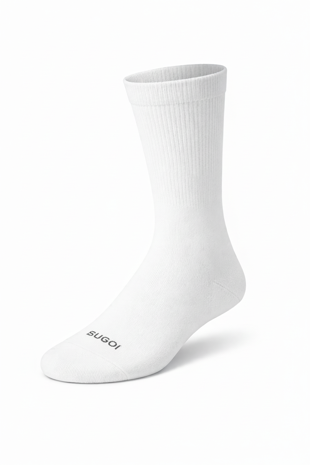 White sock with 'SUGOI' branding on a white background