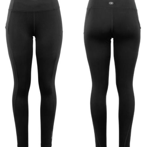 Black leggings shown from front and back on a white background